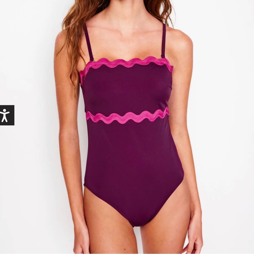 Boden swimsuit NWT womens 10 giant rik rak trim bathing suit gorgeous 1 piece